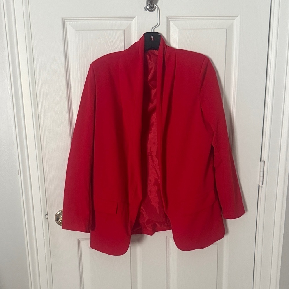 Boohoo Vibrant Red Women's Blazer drapery oversized size 4
